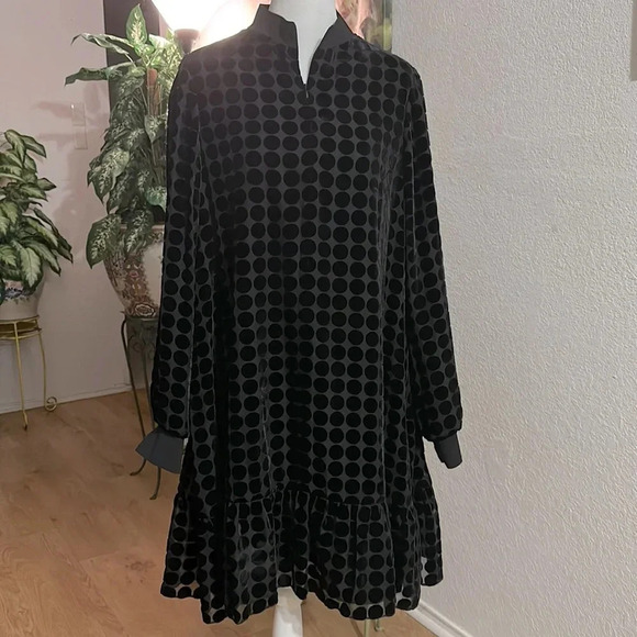 Emporio Armani Black & Gray Polkadot Pattern Casual Dress size M - Picture 1 of 10